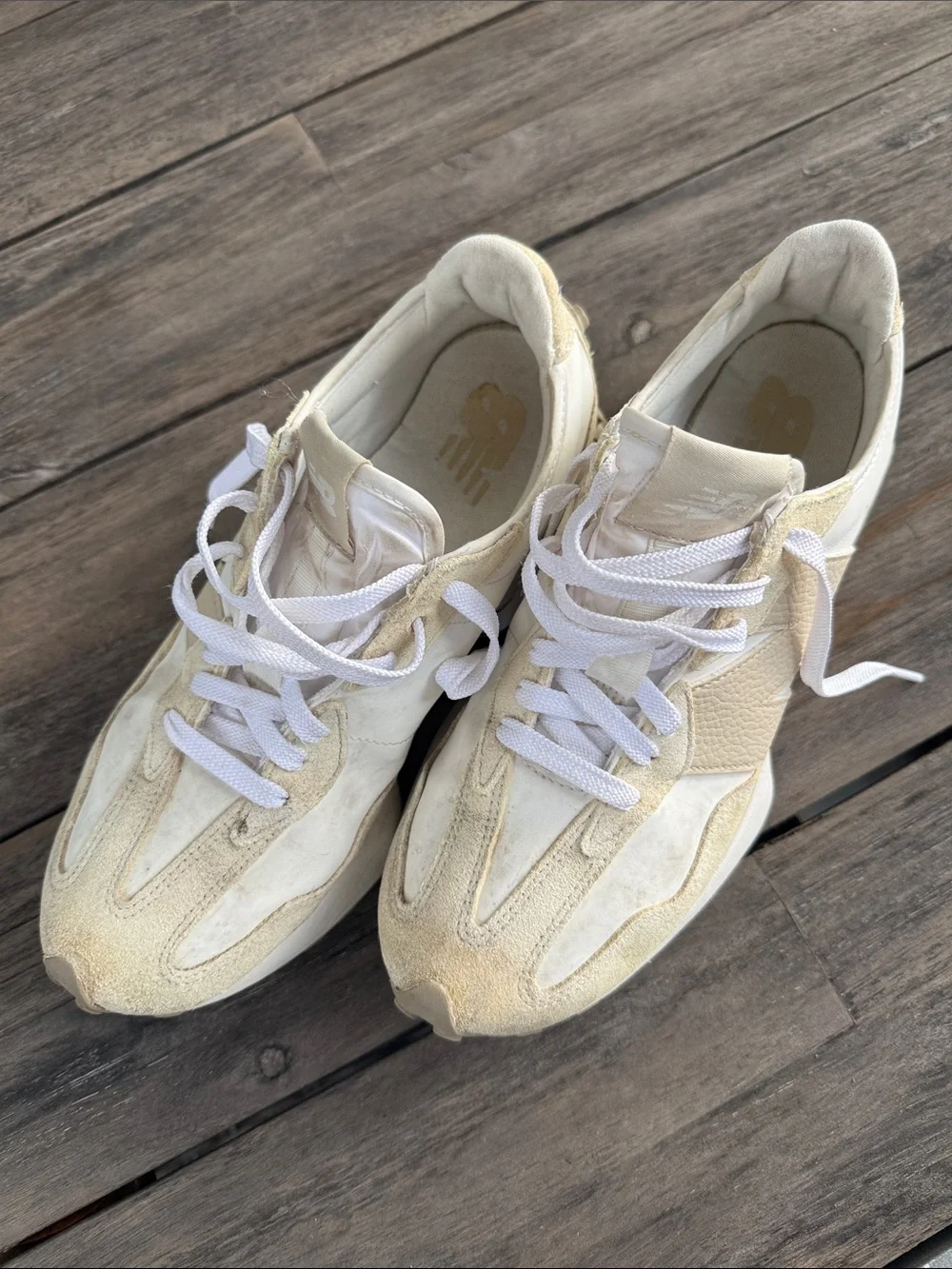 Women’s Neutral Beige and White New Balance Sneakers